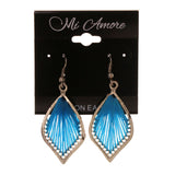 Blue & Silver-Tone Colored Fabric Dangle-Earrings #LQE2435