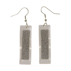 Glitter Sparkle Dangle-Earrings White & Silver-Tone Colored #LQE2436