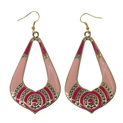 Pink & Gold-Tone Colored Metal Dangle-Earrings #LQE2443