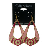 Pink & Gold-Tone Colored Metal Dangle-Earrings #LQE2443