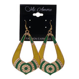 Green & Yellow Colored Metal Dangle-Earrings #LQE2444