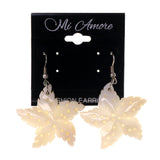 Star Dangle-Earrings White & Silver-Tone Colored #LQE2446