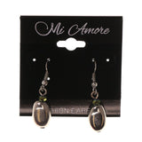 Silver-Tone & Green Colored Metal Dangle-Earrings With Bead Accents #LQE2454