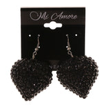Heart Dangle-Earrings With Crystal Accents  Black Color #LQE2455