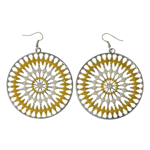 Silver-Tone & Yellow Colored Metal Dangle-Earrings #LQE2456