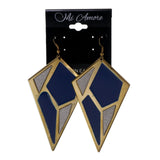 Glitter Sparkle Dangle-Earrings Gold-Tone & Blue Colored #LQE2461