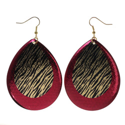Zebra Print Dangle-Earrings Pink & Gold-Tone Colored #LQE2468