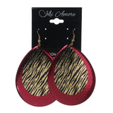 Zebra Print Dangle-Earrings Pink & Gold-Tone Colored #LQE2468