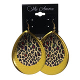Leopard Print Dangle-Earrings Gold-Tone & Multi Colored #LQE2469