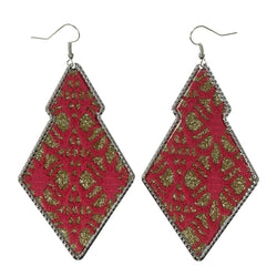 Glitter Sparkle Dangle-Earrings Pink & Gold-Tone Colored #LQE2470