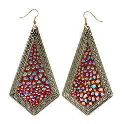 Glitter Sparkle Rainbow Dangle-Earrings Red & Multi Colored #LQE2473