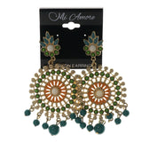 Flower Dangle-Earrings With Bead Accents Gold-Tone & Multi Colored #LQE2474