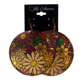 Flower Dangle-Earrings Gold-Tone & Multi Colored #LQE2476