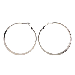 Silver-Tone Metal Hoop-Earrings #LQE2477