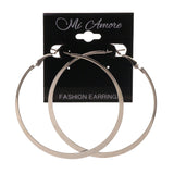 Silver-Tone Metal Hoop-Earrings #LQE2477