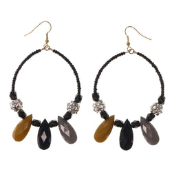 Black & Yellow Colored Acrylic Dangle-Earrings With Bead Accents #LQE2480