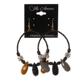 Black & Yellow Colored Acrylic Dangle-Earrings With Bead Accents #LQE2480