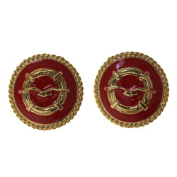 Seagull Life Preserver Stud-Earrings Red & Gold-Tone Colored #LQE2487