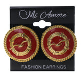 Seagull Life Preserver Stud-Earrings Red & Gold-Tone Colored #LQE2487