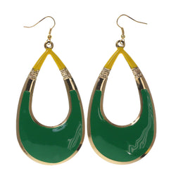 Green & Yellow Colored Metal Dangle-Earrings #LQE2503