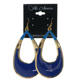 Blue & Gold-Tone Colored Metal Dangle-Earrings #LQE2504