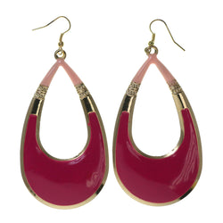 Pink & Gold-Tone Colored Metal Dangle-Earrings #LQE2506