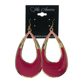 Pink & Gold-Tone Colored Metal Dangle-Earrings #LQE2506