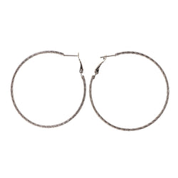 Silver-Tone Metal Hoop-Earrings #LQE2516