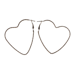 Heart Hoop-Earrings Silver-Tone Color #LQE2527