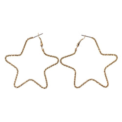 Star Hoop-Earrings Gold-Tone Color #LQE2528