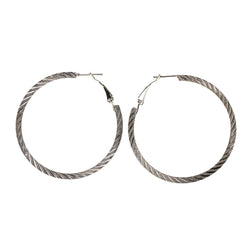 Silver-Tone Metal Hoop-Earrings #LQE2530