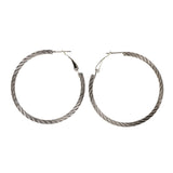 Silver-Tone Metal Hoop-Earrings #LQE2530
