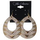 Gold-Tone & White Colored Metal Dangle-Earrings #LQE2532