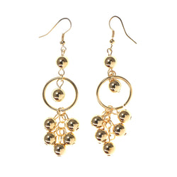 Gold-Tone Metal Dangle-Earrings With Bead Accents #LQE2556