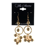 Gold-Tone Metal Dangle-Earrings With Bead Accents #LQE2556