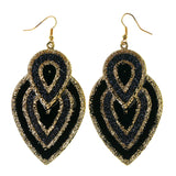 Black & Gold-Tone Colored Metal Dangle-Earrings #LQE2561