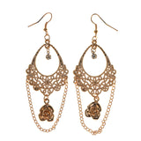 Rose Dangle-Earrings Gold-Tone Color #LQE2564