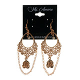 Rose Dangle-Earrings Gold-Tone Color #LQE2564