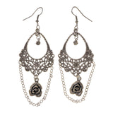 Rose Dangle-Earrings Silver-Tone Color #LQE2565