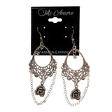 Rose Dangle-Earrings Silver-Tone Color #LQE2565