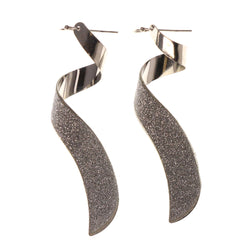 Glitter Sparkle Spiral Dangle-Earrings Silver-Tone Color #LQE2566