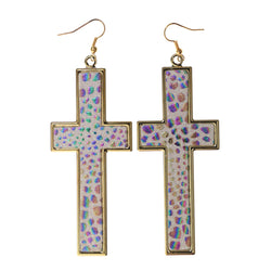 Colorful  Glitter Cross Rainbow Dangle-Earrings #LQE2569