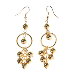 Gold-Tone Metal Dangle-Earrings With Bead Accents #LQE2573