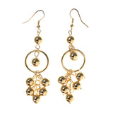 Gold-Tone Metal Dangle-Earrings With Bead Accents #LQE2573