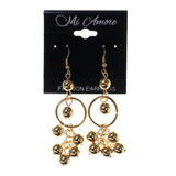 Gold-Tone Metal Dangle-Earrings With Bead Accents #LQE2573