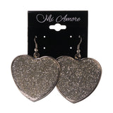 Heart Dangle-Earrings Silver-Tone Color #LQE2576