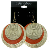 Gold-Tone & Orange Colored Metal Dangle-Earrings LQE257