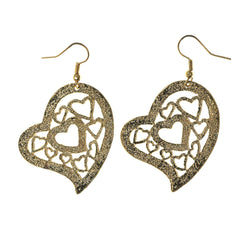 Heart Dangle-Earrings Gold-Tone Color #LQE2585