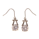 Silver-Tone Metal Dangle-Earrings With Crystal Accents #LQE2587