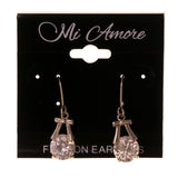 Silver-Tone Metal Dangle-Earrings With Crystal Accents #LQE2587